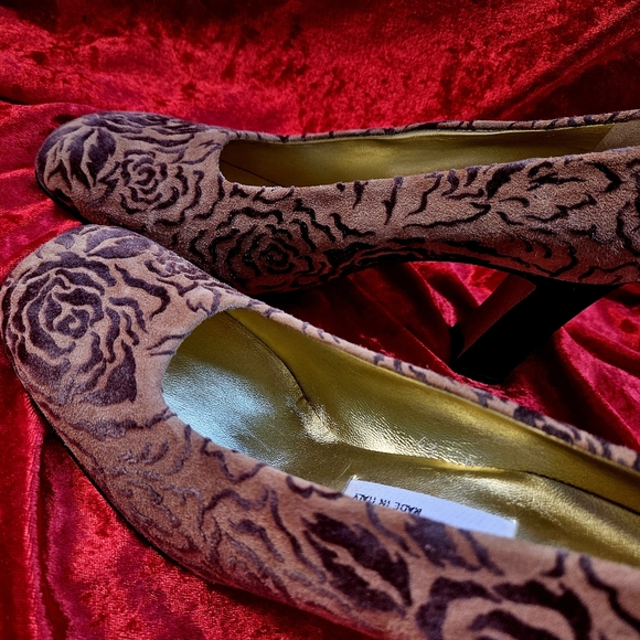 Shoes Vintage PANCALDI Velvet Leather Women Italy 1990s - Picture 12 of 16